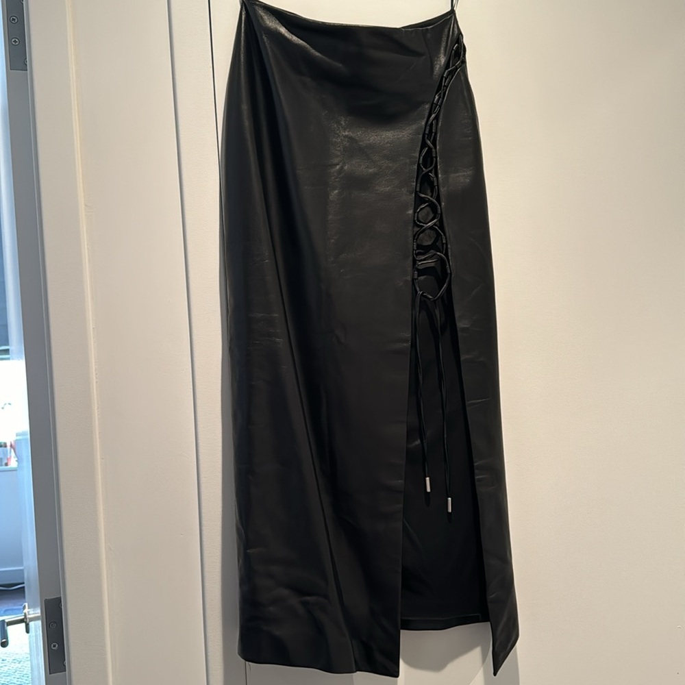 NWT David Koma Lace-Up Leather Skirt
